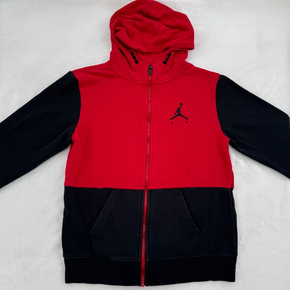 Jordan Kids Jumpman Air Full-Zip Fleece Hoodie Red Black XL Youth 13-15 Yrs Nike - Picture 3 of 6